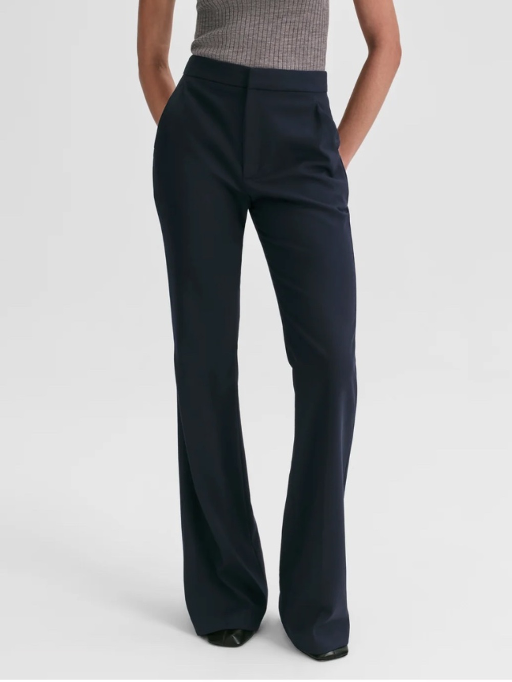A.L.C. Sophie Stretch Tailored Wool Pants Trousers in Evening Blue Navy